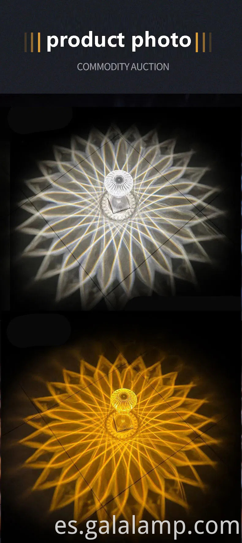 Elegante lámpara de mesa de cristal controlada táctil para casas modernas